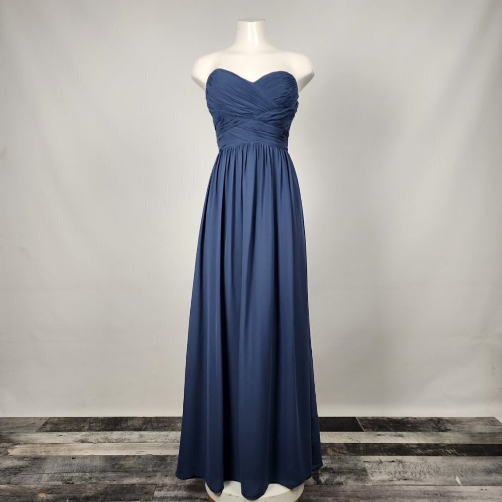 Revelry Denim Blue Strapless Bridesmaid Event Gown Size S